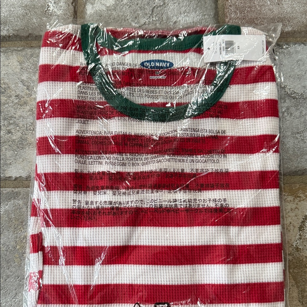 Old Navy Striped pajama top with Green Collar